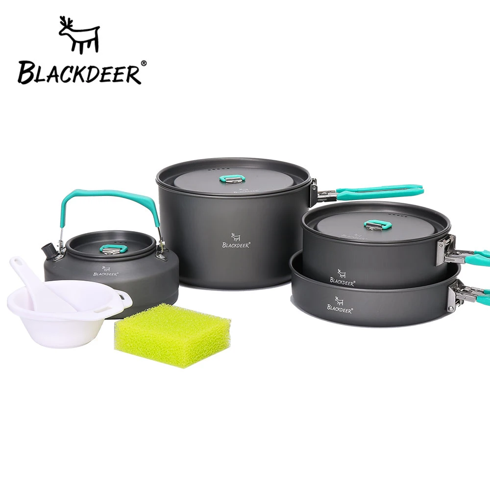 

BLACKDEER Outdoor Folding Camping Pot Cookware Mess Kit Pot Water Kettle Frying Pan Bowl Cooking Set Backpacking Picnic Hiking