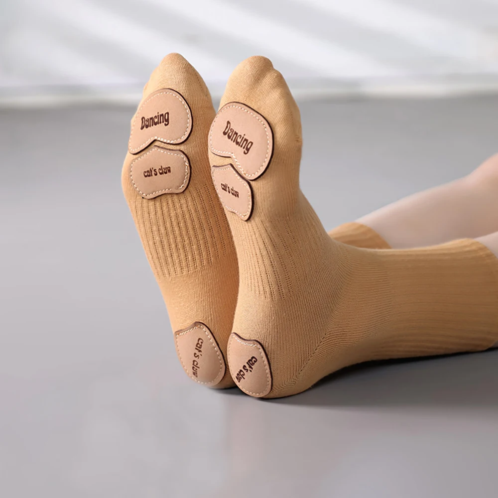 ถุงเท้าเต้นรำกันลื่นสำหรับผู้หญิงและเด็กผู้หญิง ถุงเท้าเต้นรำสมัยใหม่ ถุงเท้าผ้าฝ้ายแบบกลางข้อ ถุงเท้าบัลเลต์มืออาชีพ ถุงเท้าโยคะ ถุงเท้าสำหรับฝึกซ้อมในร่ม