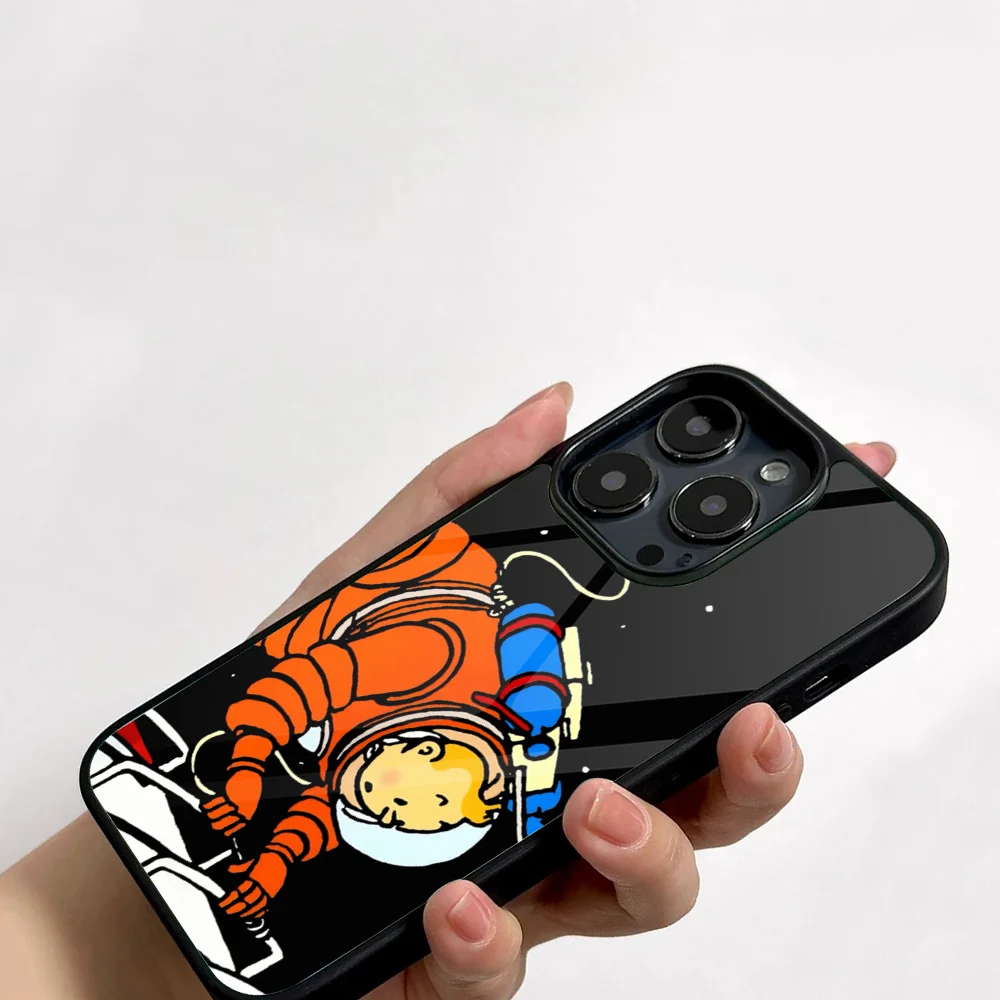 Comic Adventure T-Tintins Phone Case For IPhone 11 12 13 14 15 16 Plus Pro Max Mirror Acrylic PC TPU Cover