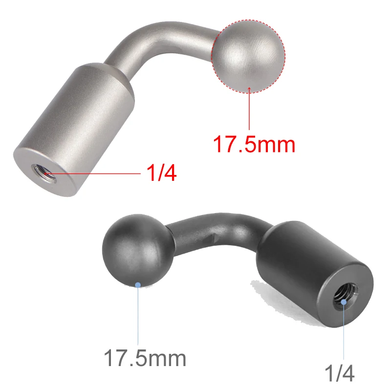 سبائك الألومنيوم 17.5 مللي متر محول الرأس إلى 1/4 "برغي ثقب جبل حامل ل ترايبود Selfie مقبض قبضة حامل الكرة جبل محول