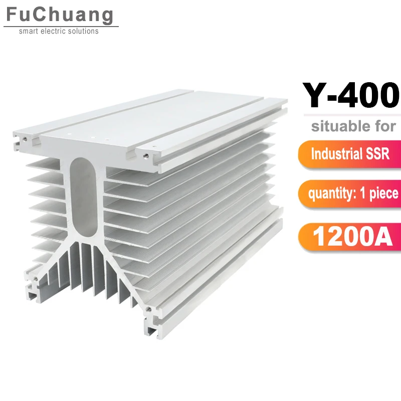 Y-400 High Power Module Heat sink 400L*125W*135H mm SSR Radiator for three-phase solid state relay or industrial 60A to 1200A