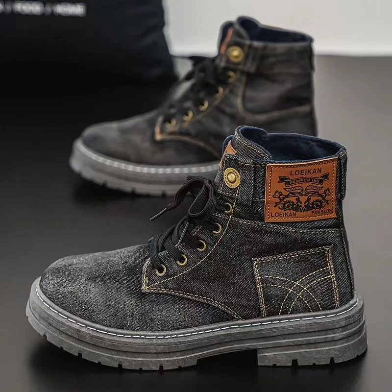 

Men's High Top Denim Boots, Casual Sports Shoes, Trendy and Fashionable Men's Boots 2026 Large Men's Shoes