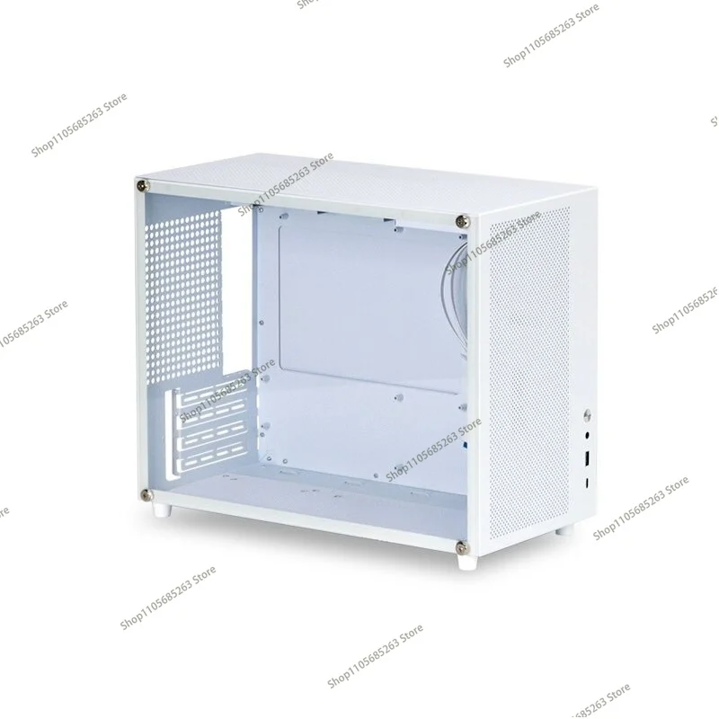 All Aluminum White Chassis Side Transparent Graphics Air Cooled Mini Desktop PC Case