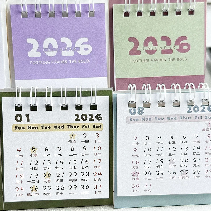 2026 Mini Simple Calendar Small Desk Calendar Creative Coil Calendar Planner Desktop Decoration Office Stationery
