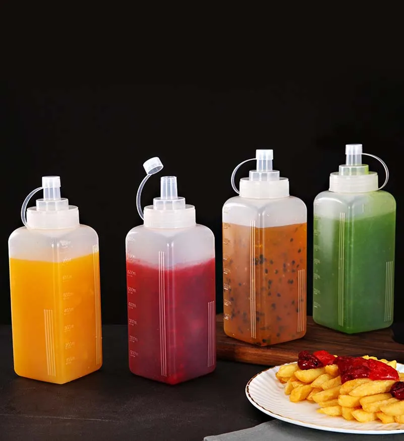 800/1000ml Plastic Squeeze Sauce Bottle Dustproof Household Kitchen Seasoning Bottle Ketchup Olive Oil Bottles Kitchen Gadget