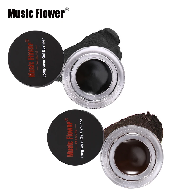 Música flor 2 em 1 café + gel preto delineador compõem à prova dwaterproof água cosméticos conjunto olho forro maquiagem olho maquiagem