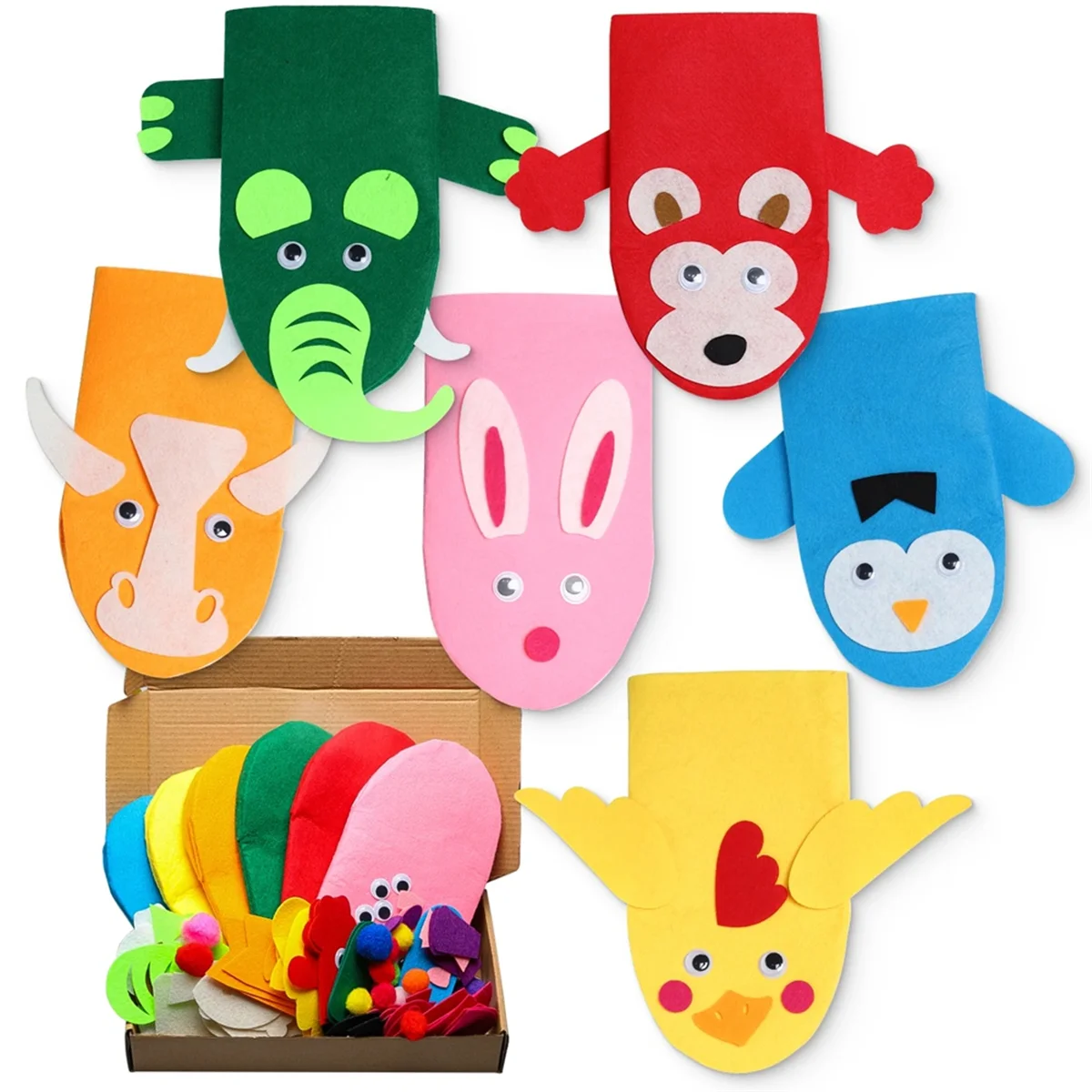 Hand Puppet Making Kit Making Handicraft Felt Toys for Children Make Your Own Sock Puppet