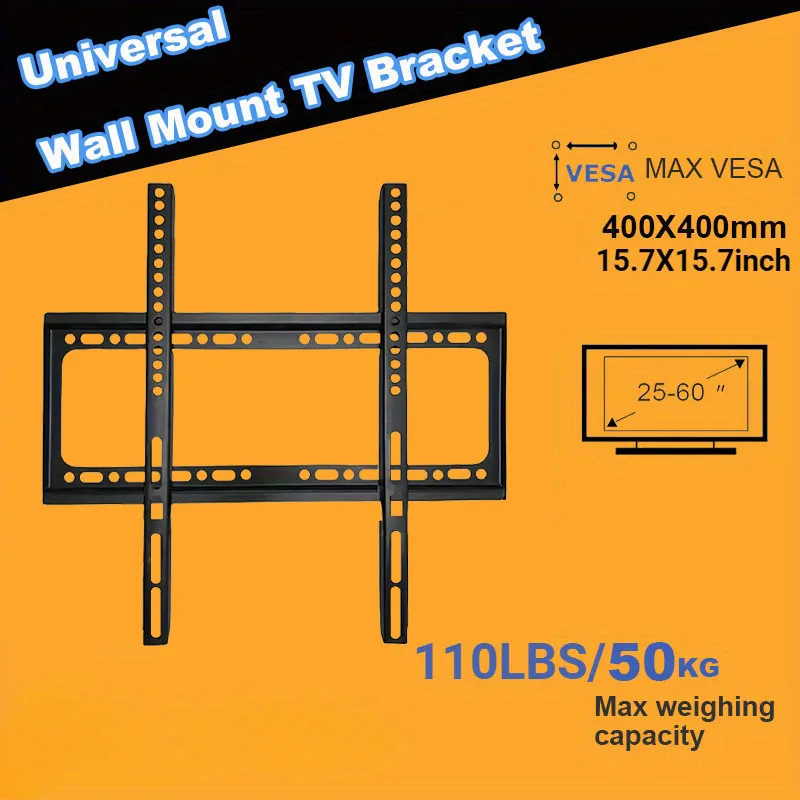 BEISHI Universal TV Wall Mount Bracket for Most 25-60 Inch LED Plasma TV Mount up to VESA 400x400mm and 110 LBS Loading Capacity