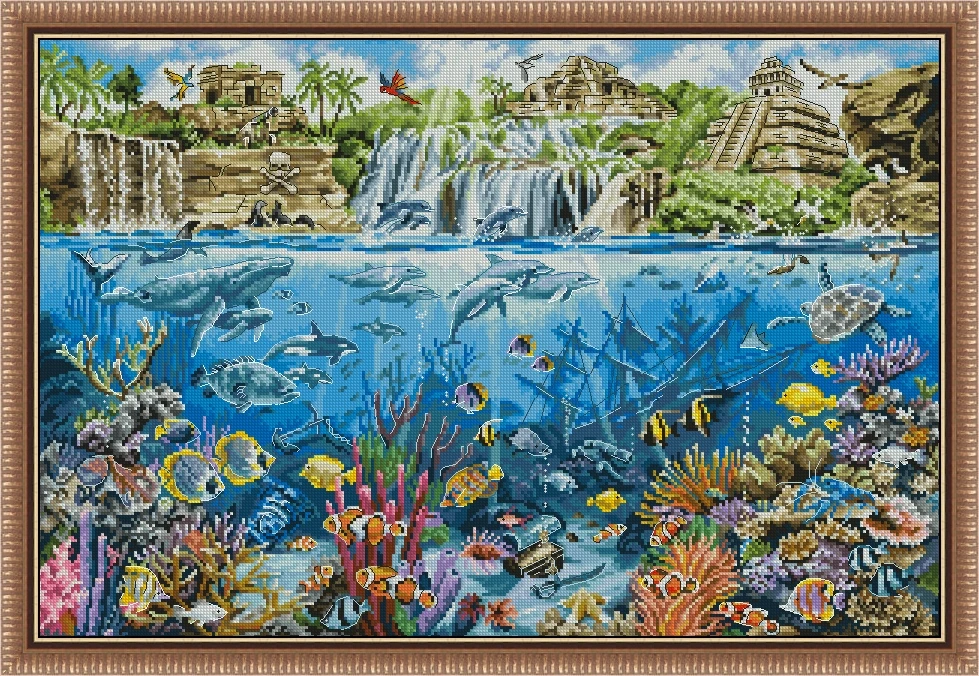 Cross Stitch Kit 48 Letistitch L8036 Pirate Island 65-46 28ct 32ct 14ct Metallic fabric  Cloth hand Embroidery Material Kit