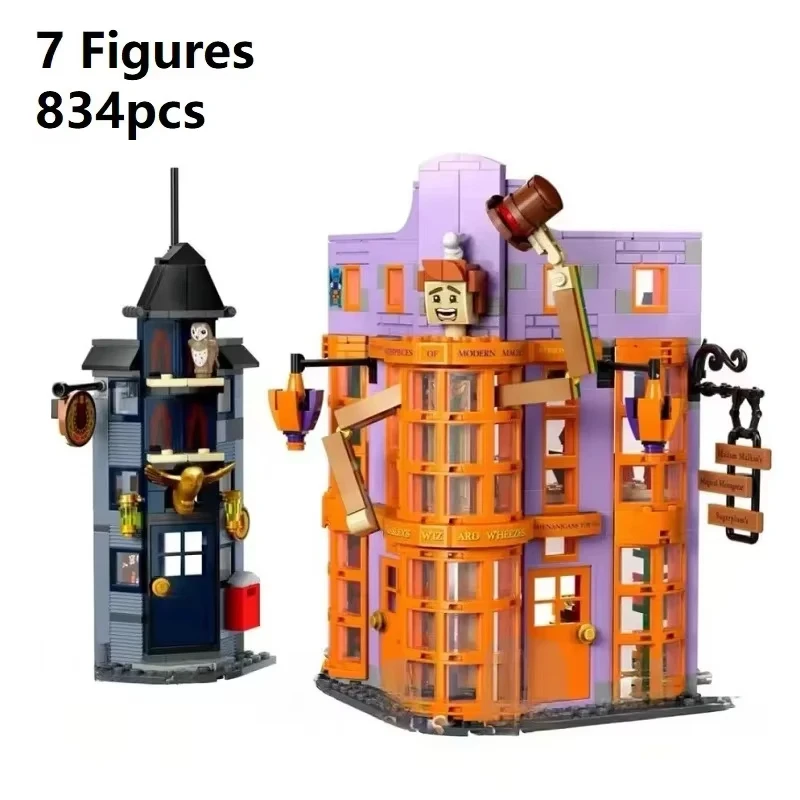 834 stuks Harry Potter Diagon Alley Weasley Magic Joke Architecture Series Kerst Verjaardag Collectie Bouwblokken Cadeau - afbeelding 2