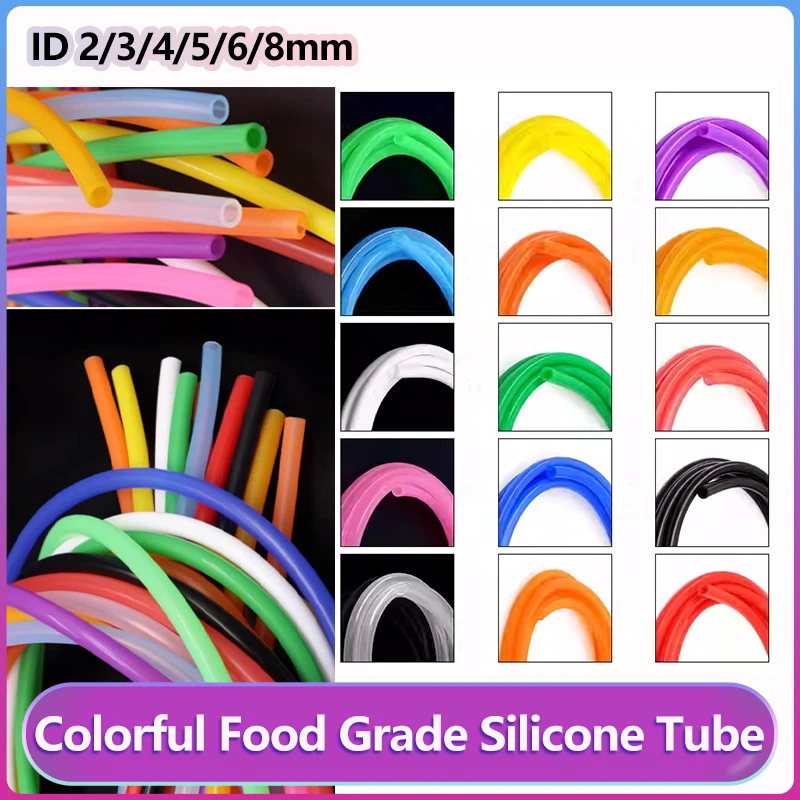 

Food Grade Tubing Silicone Tube ID 2/3/4/5/6/8 mm Colorful Rubber Hose High Temperature NontoxicSoft Water Connector Drink Pipe