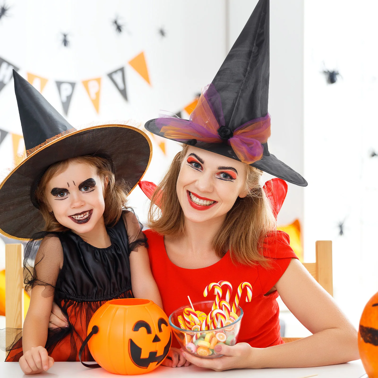 Witch Hat For Women Girls Premium Cosplay Party Halloween Dress-Up Masquerade Decorative Accessory Witch Caps