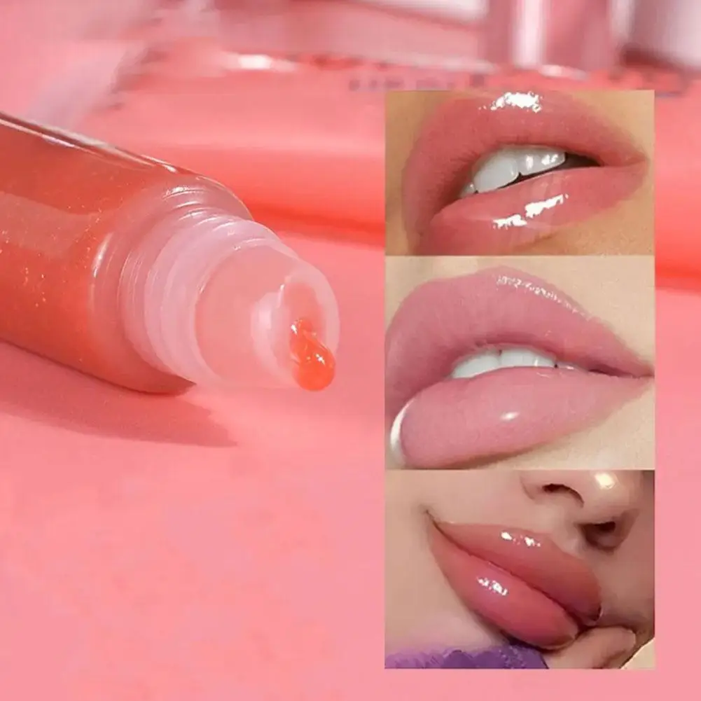 Koreanische Frucht Kristall Gelee Lippen öl feuchtigkeit spendend plump ing Lip gloss getönten klaren Lippen balsam für Mädchen tägliche Kosmetik k9t2