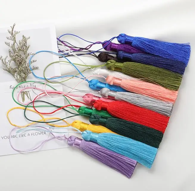 10pcs 8cm Polyester Silk Tassel Cords Brush For DIY Key Chain Bookmarks And Earring Pendant Jewelry Making Finding Supplie view 2