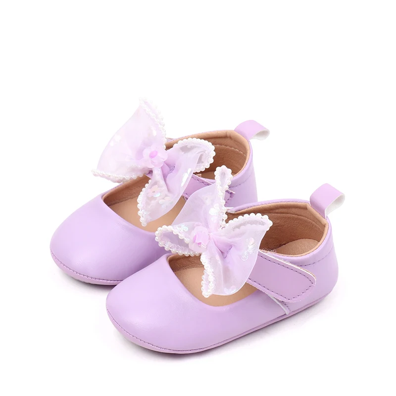 Bebê meninas mary jane sapatos princesa bonito arco design macio antiderrapante infantil bebê primeira caminhada sapatos