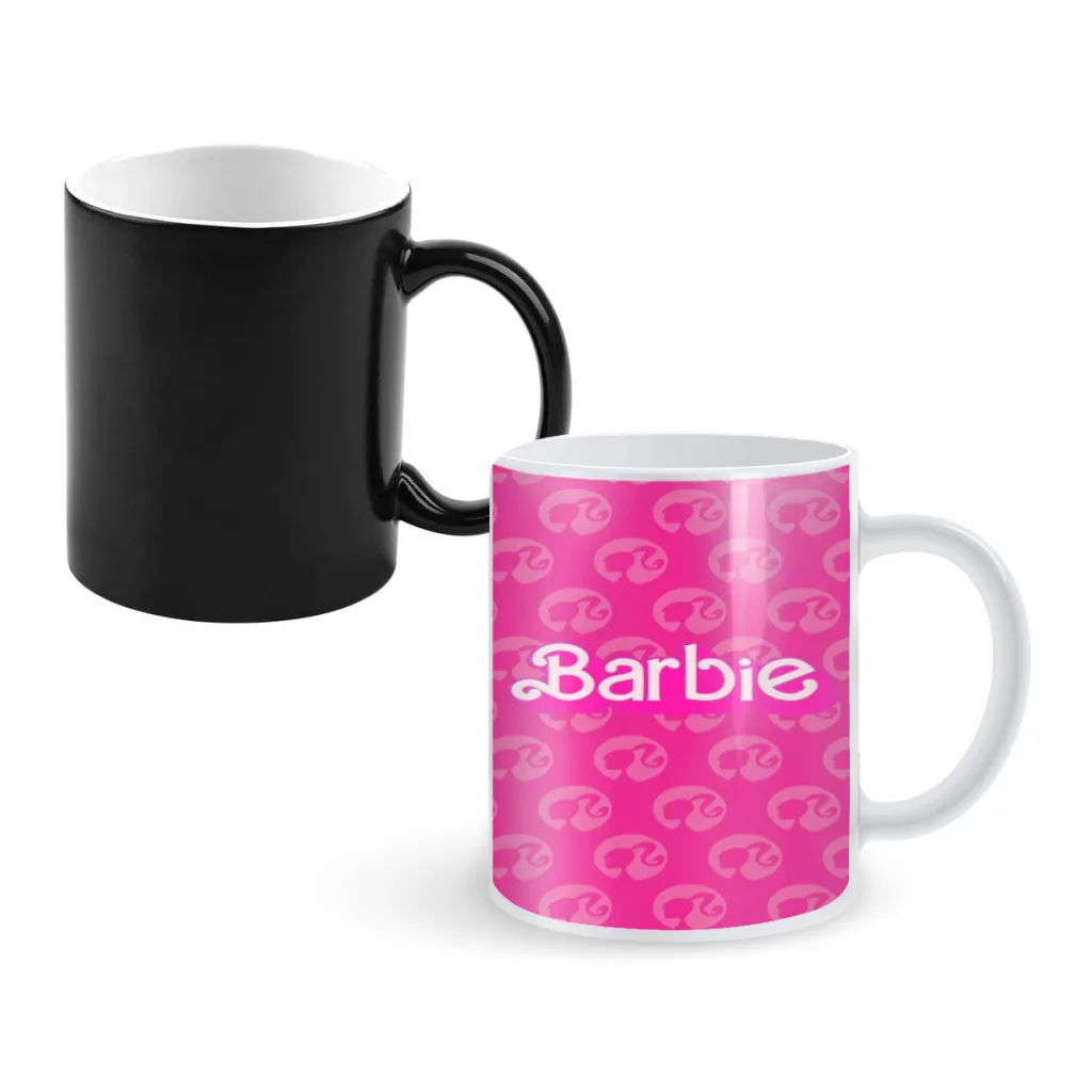 

Barbie Hot Pink Tea Coffee Mugs Thermal Color-changing Cups 11OZ Ceramic Milk Cup Birthday gift