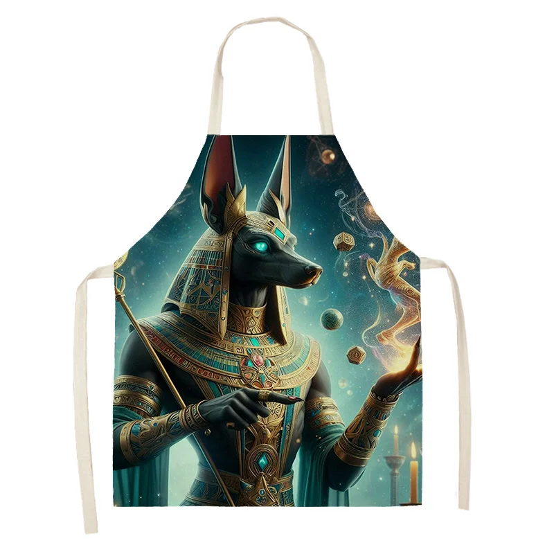 Women's kitchen apron Linen man Children's Big size Child girl Waterproof funny Half Work Coffee ancient Egypt pharaoh retro