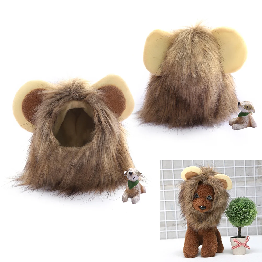 Cat Customs for Halloween Comfortable Pet Costume Lion Head Cap Ear Dress Up