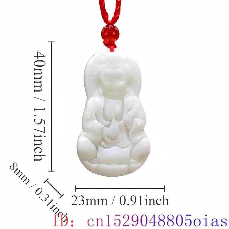 White Natural Real Jade Guanyin Pendant Necklace Charm Designer Talismans Chinese Amulet Carved Jewelry Gifts for Women Men