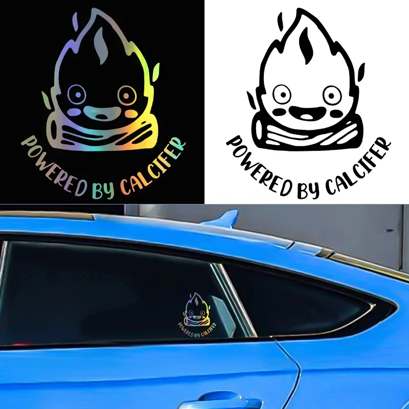 Powered By Calcifer Fuel Tank Cap Car Stickers Cover Scratches Window Vinyl  Decal for Motorcycle Laptop Phone Helmet Decoration