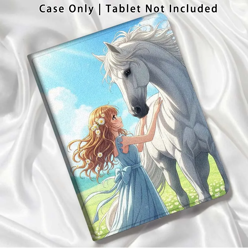 Girl White Horse For Xiaomi Poco Redmi Pad 2 4 5 6 6S 7 7S SE Pro Ultra Max 14 11 8.8 11.2 12.5 Inch Tablet Case