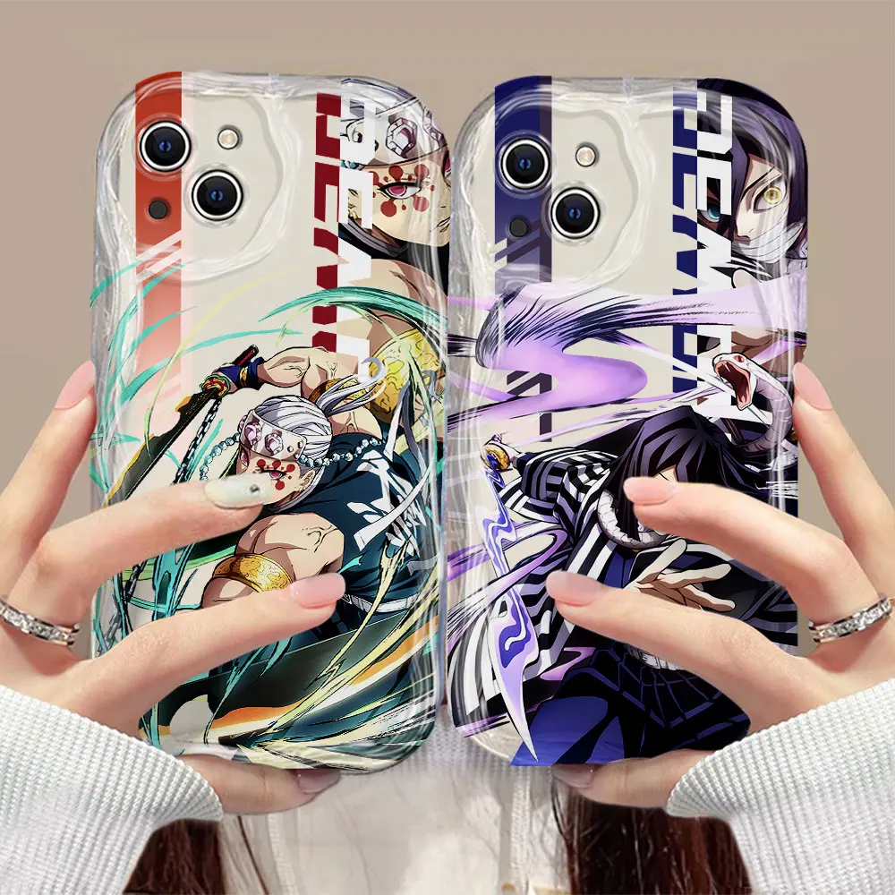 Japanese Anime Demon Slayer 3D Wave Case For Xiaomi Redmi 13C 12 12C 10 10C 9C A1 A2 K50 K40 Note 12 11 10 Pro Plus 4G 5G Cover