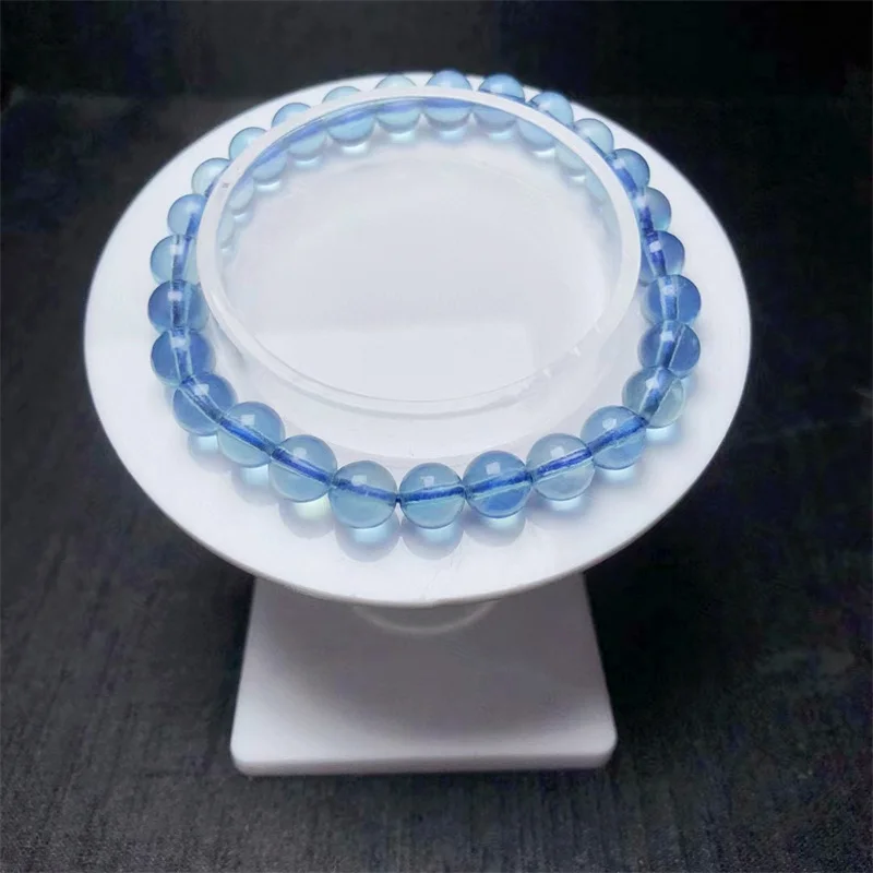 7mmNatural Aquamarine Bracelet For Women Single Circle Crystal Bracelet Jewelry Romantic Casual Crystal Yoga Bracelet