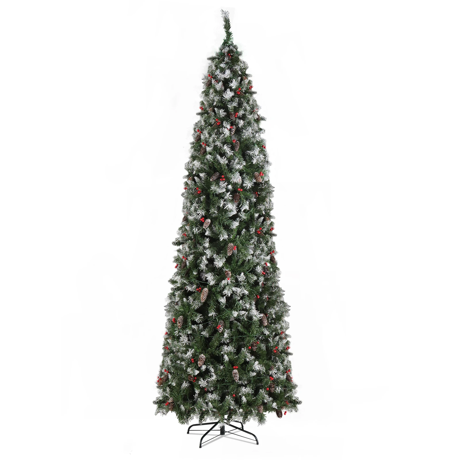 

9ft Automatic Tree Structure Pointed Pencil Shape PVC Material Green Sticky White 460 Lights Warm Color 8 Modes 1298 Branches 91