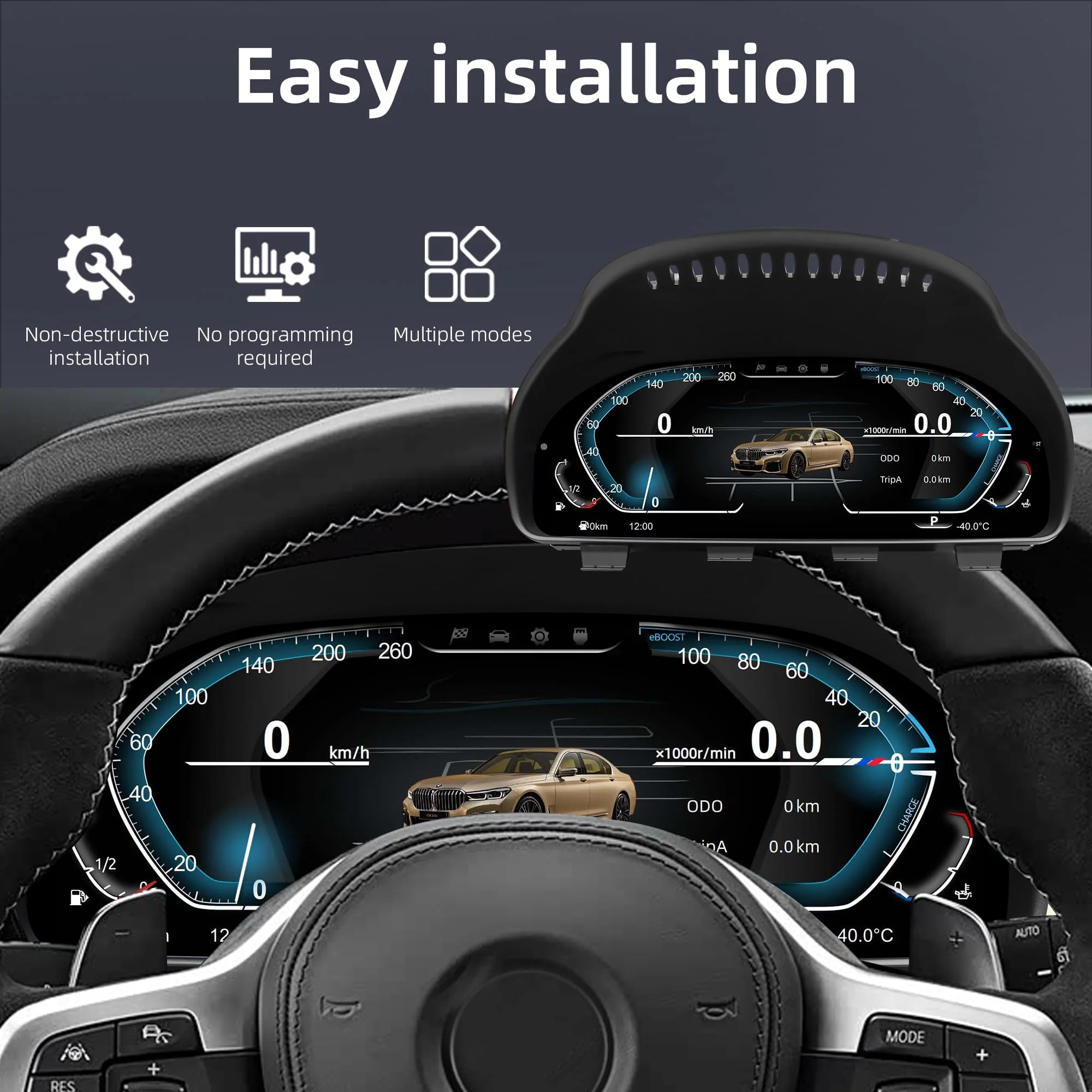 

12.3" Digital Cluster For BMW 5 Series E60 F10 F11 G30 Dashboard Speedometer TD Instrument Cluster HUD Fiber Optics Tire Unit