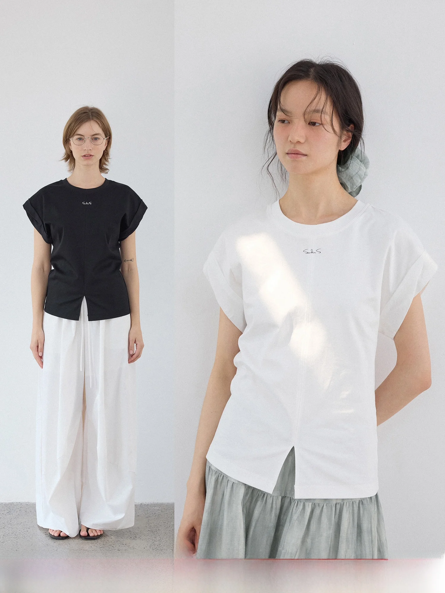 

Роскошная двусторонняя шелковая футболка Sonders с приталенным силуэтом и структурированным дизайном, женская модная летняя футболка с коротким рукавом