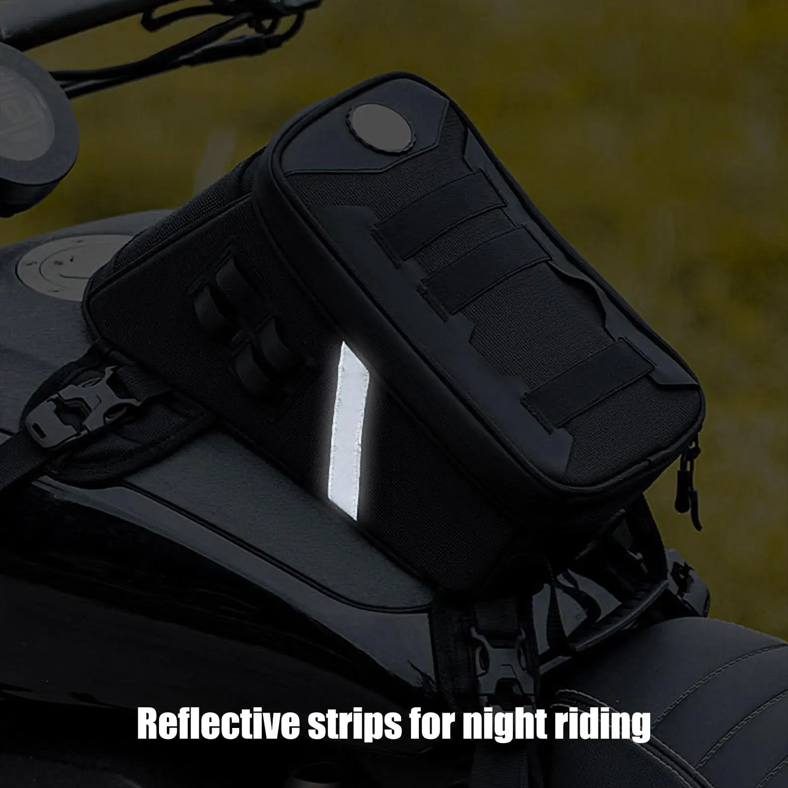

5L Reflective Motorcycle Bag Anti-Slip Storage Pouch with Elastic Straps Water Resistant for Bike Scooter Frame Travel