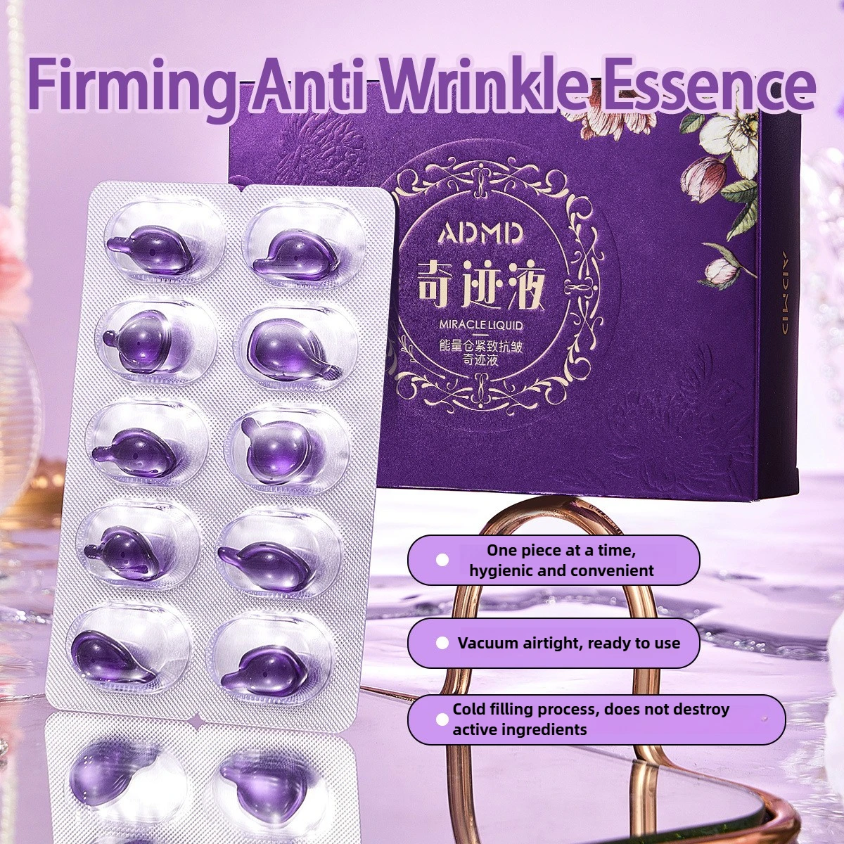 

Антивозрастная увлажняющая эссенция против старения кожи, укрепляющая эссенция против морщин, капсульная эссенция, увлажняющая, сужающая поры, облегчает шероховатость, тусклость, упруга кожи