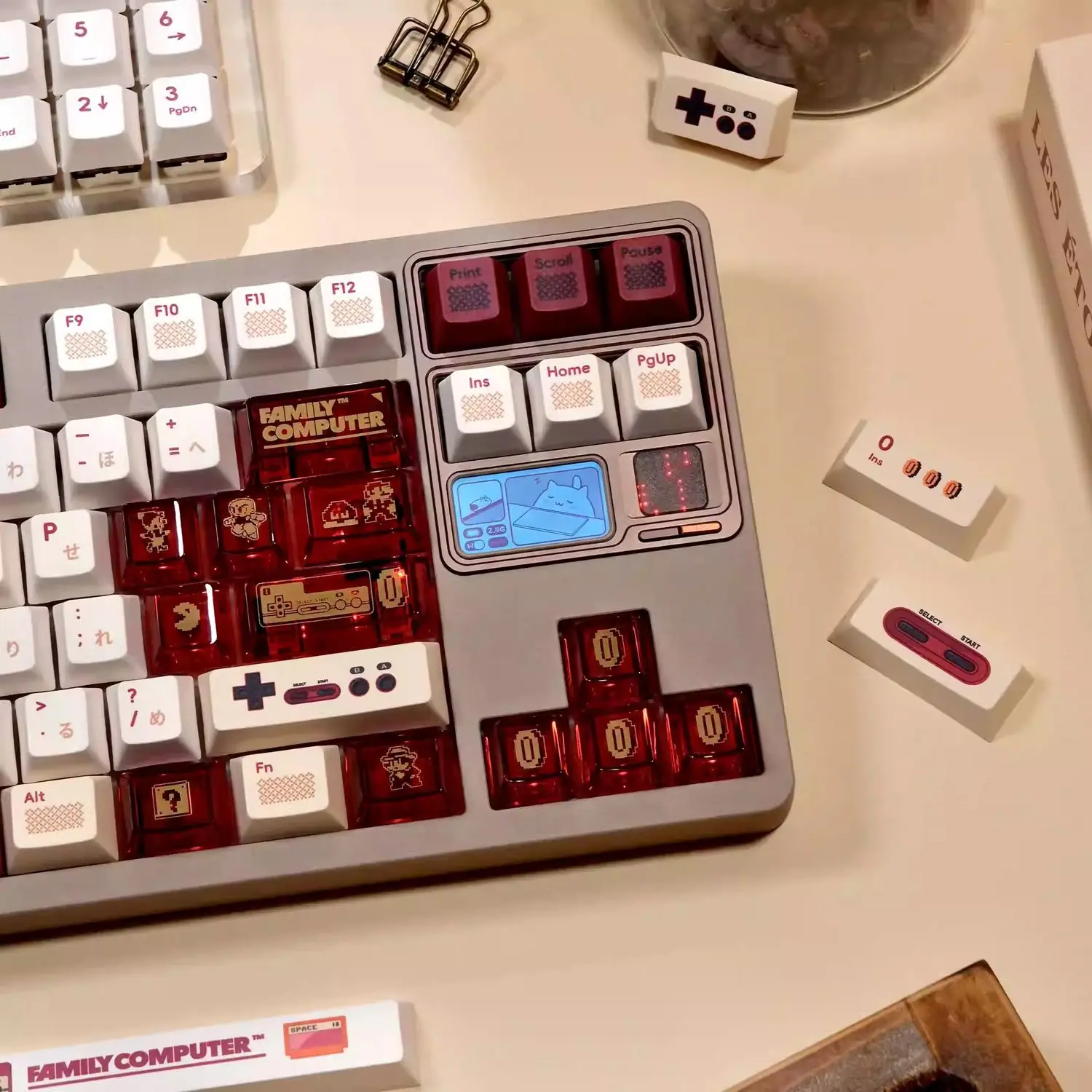 Red and white keycaps Original transparent PC Sublimation PBT High value Personality Creativity