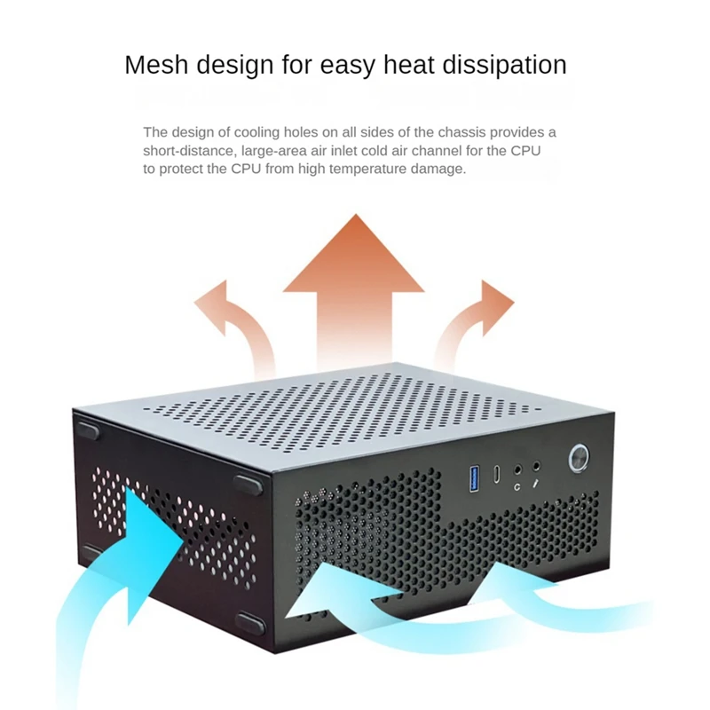 A09 HTPC Computer Case Mini ITX Gaming PC Chassis Desktop Chassis USB3.0 Type-C Computer Case Home Computer Case Black-DTB3 - view 2