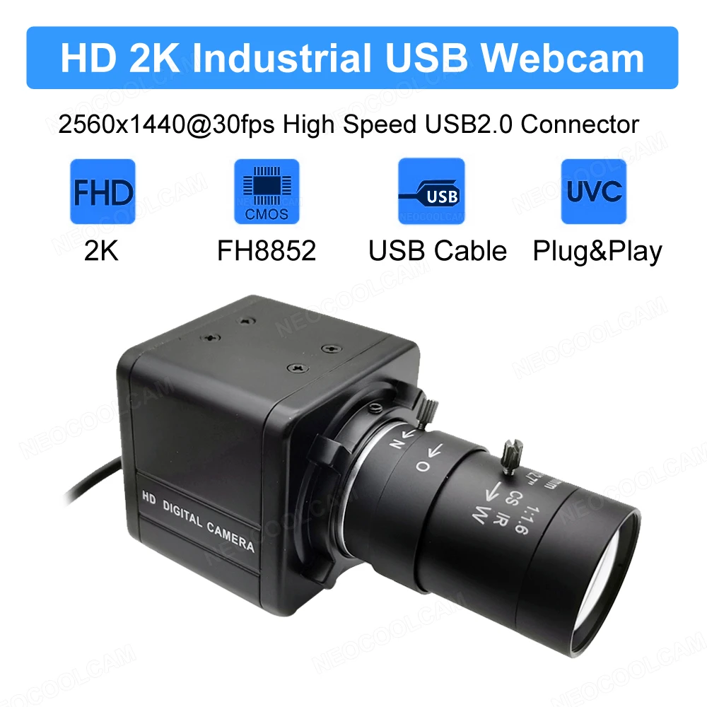 Imagem -02 - Câmera Usb para pc com Webcam Alta Velocidade Zoom Varifocal 2k 4mp 30fps 2560x1440 Uvc Box 2.812 mm 550 mm Fix mm Lente mm