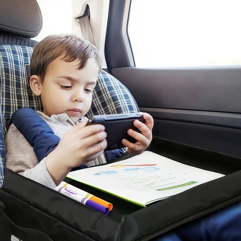 1pc 子供用カーシート旅行アクティビティテーブル、飛行機、車、自宅の外出に適した多機能収納トレイ