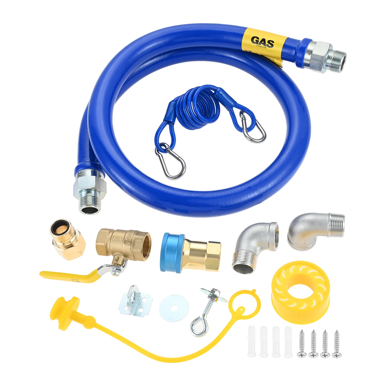 

Газовый шланг 48 дюймов с быстроразъемными фитингами 3/4 дюйма, подходит для кухонного оборудования, устойчив к высоким температурам и коррозии, гибкий