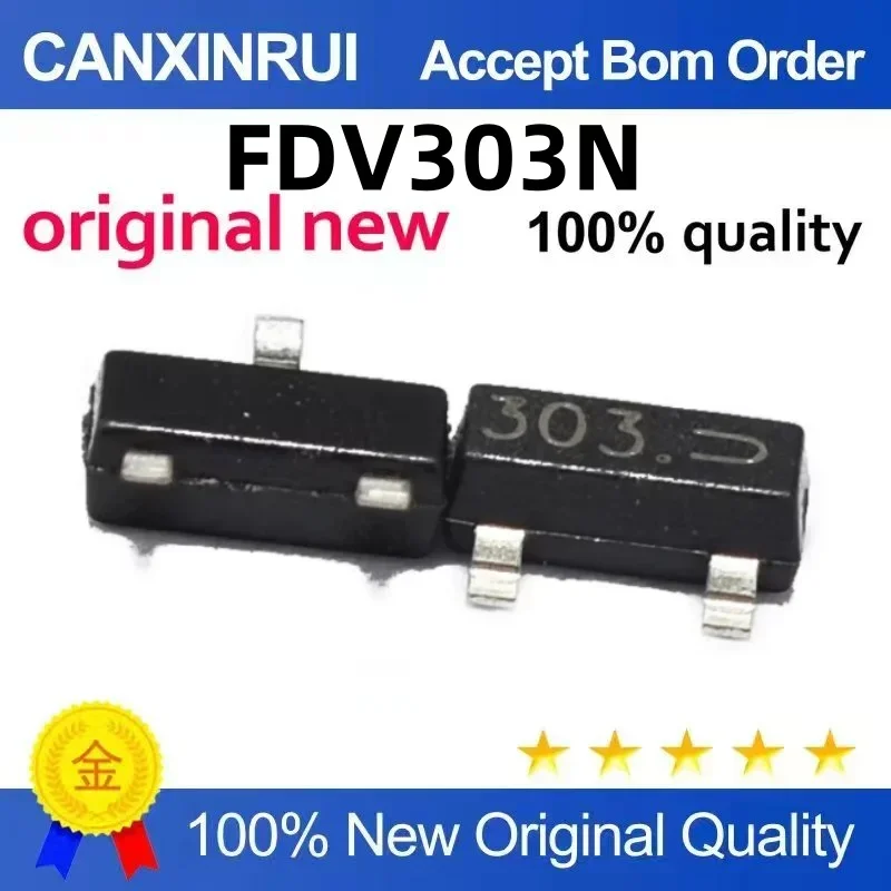 (5-100 pieces) Brand new original FDV303N silk screen 303 patch SOT-23 N-channel MOS field-effect transistor