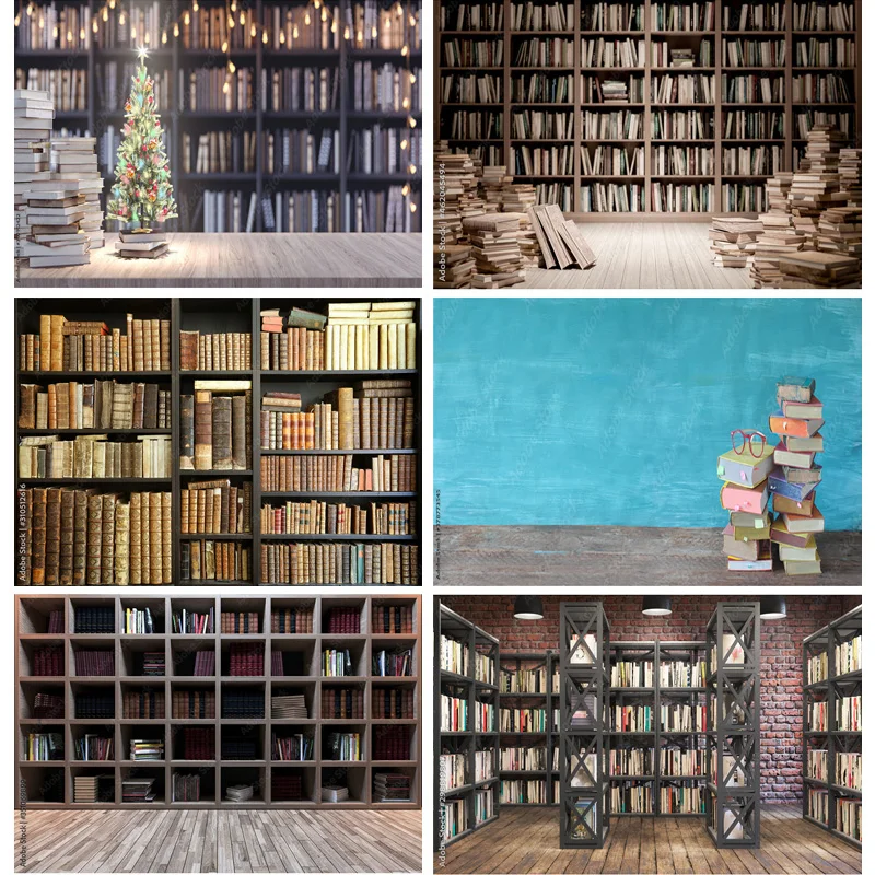 

SHUOZHIKE Vintage Bookshelf Book Library Photography Backdrops Portrait Photo Background For Photo Studio Props 2243 SJSB-03