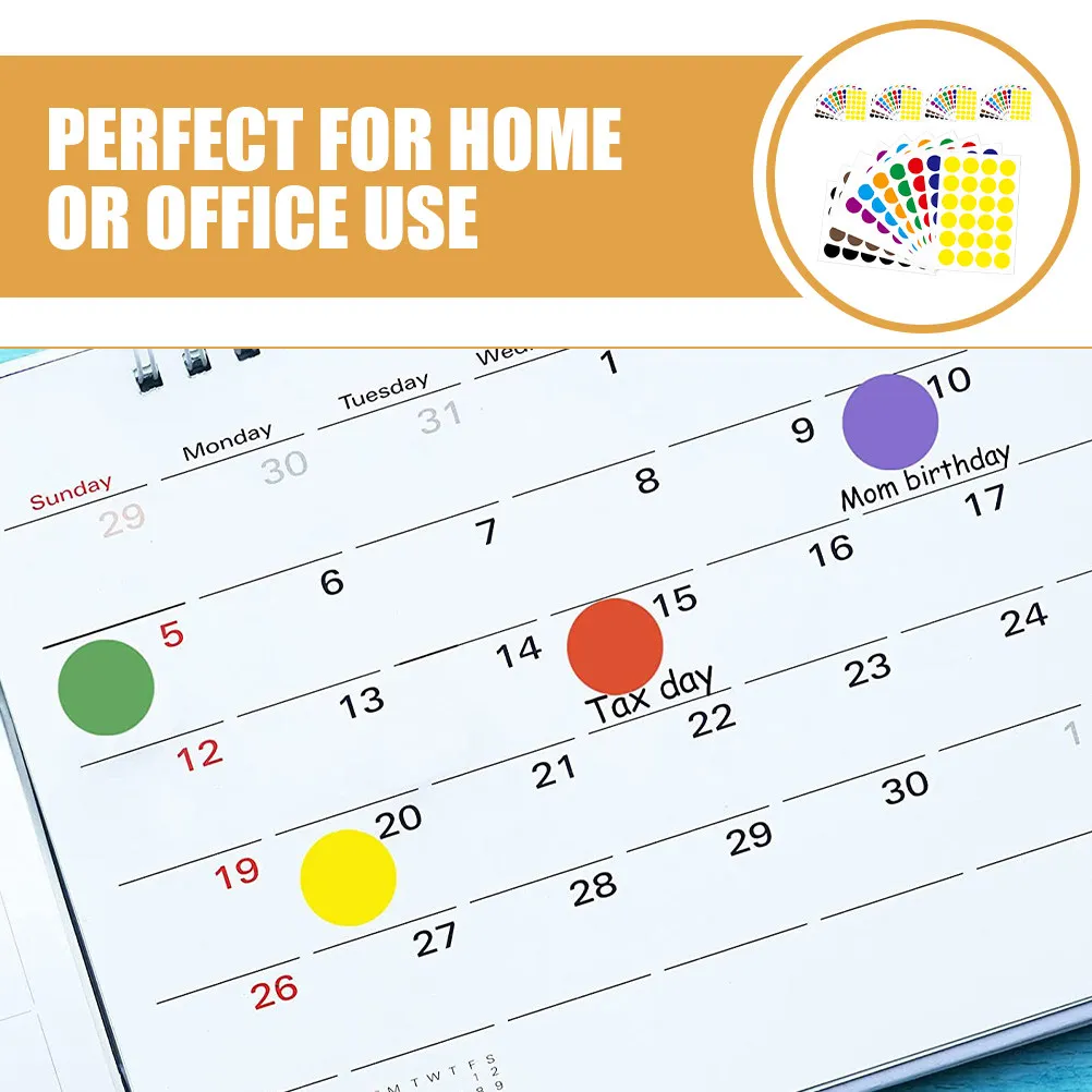 

50 листов ярких круглых этикеток-наклеек: самоклеящиеся точечные этикетки для домашнего хранения, сортировки в классе, цветные кодированные точечные наклейки