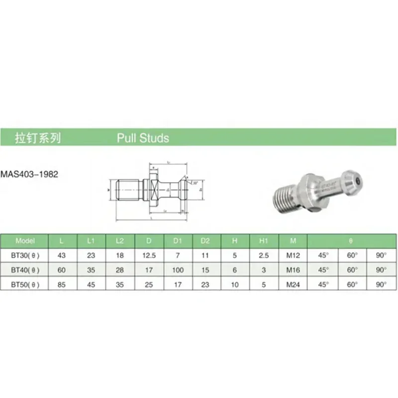 Puxe o suporte da ferramenta de trituração do prego, Botão fixo, BT BT30 BT40 BT50, DIN69872, MAZAK JT 30 40 50