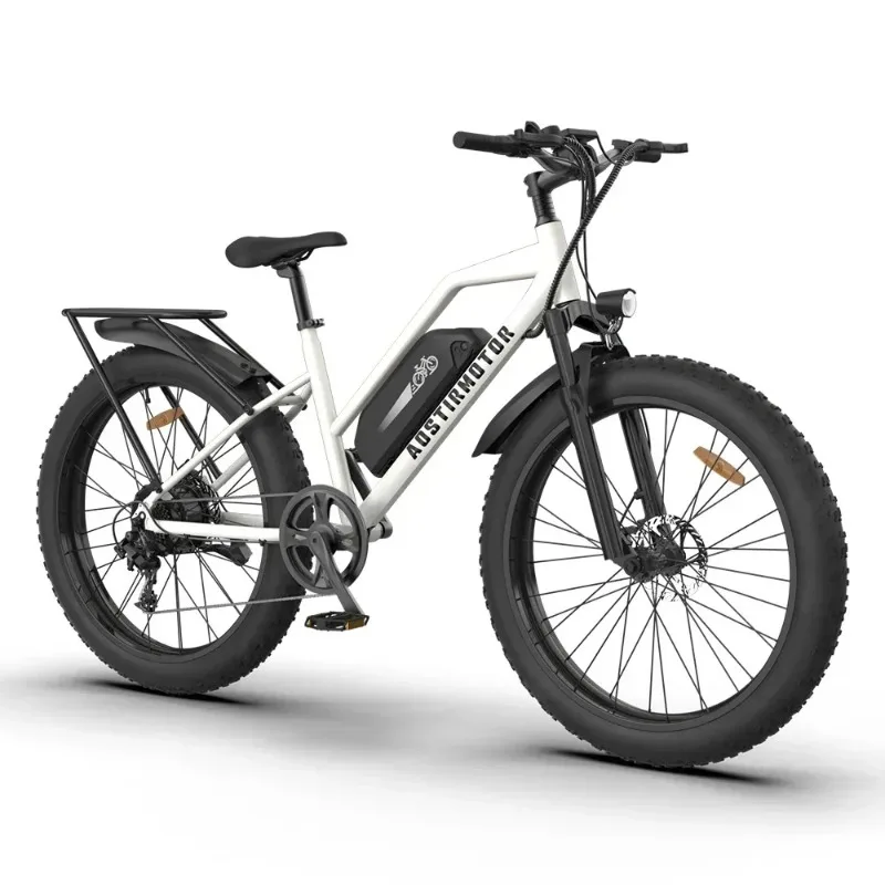 

Ebike AOSTIRMOTOR S07-G 750W Motor 48V 13Ah Ebike 26In 4.0 Fat Tire Mountain Bike With Rear Shelf Cruiser City Bicycle