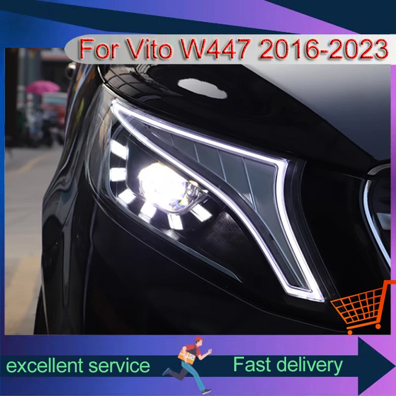 Headlight Suitable For 2016-2023 Mercedes Benz Vito W447 Refit Streaming Turn Signal Light Full LED DRL Auto Accessory Assembly