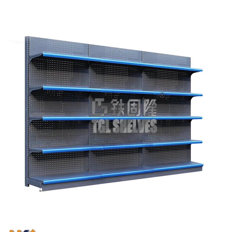 [Customized]Heavy Duty Modern Metal Wire Mesh Display Rack Supermarket Store Oil Stand Shelf Single or Double-Sided Option