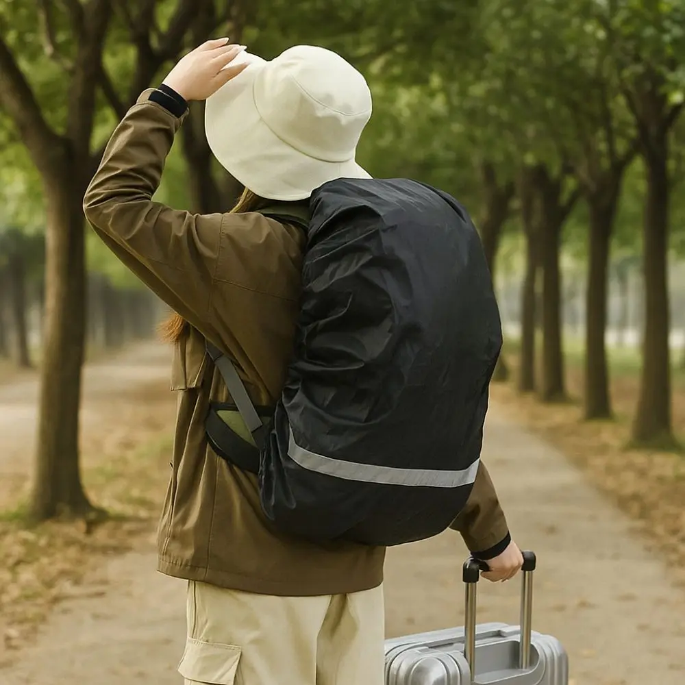 

Double Buckle Reflective Rain Cover Adjustable Oxford Cloth Waterproof Backpack Cover Elastic Outdoor Bag Cover Hiking Climbing