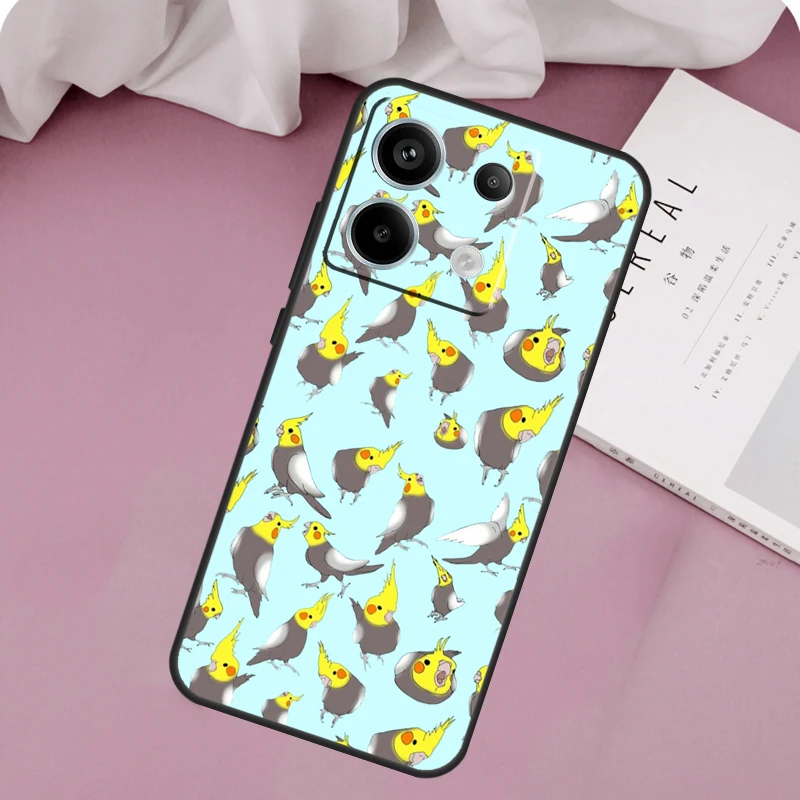 Cartoon Cockatiel Collage Case For Redmi Note 13 Pro 9 10 11 12 Pro Plus 9S 10S 11S 12S Cover For Redmi 12C 10C 13C