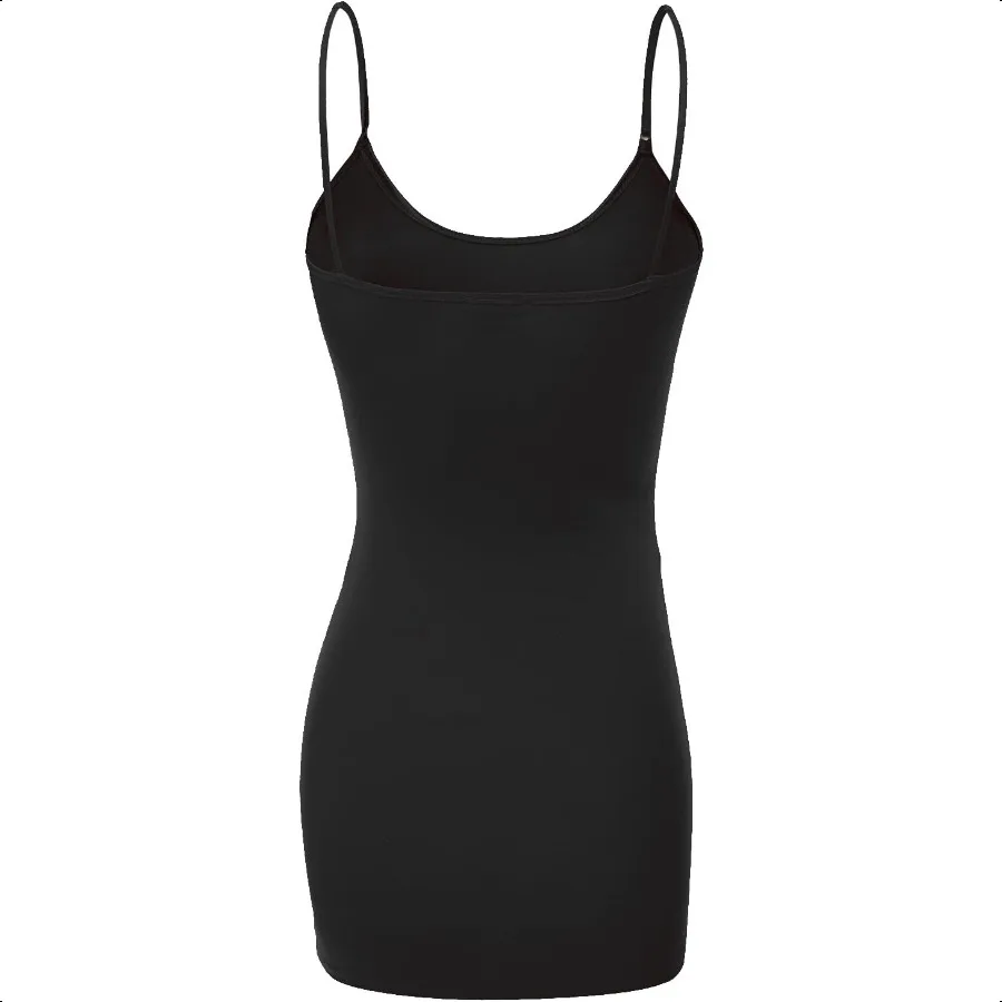 Canotta da donna a tunica lunga basic con cinturino per spaghetti regolabile