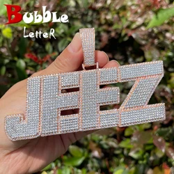 Bubble Letter Iced Out Personalized Pendant Custom Name Necklace for Men Two Tone Hip Hop Fashion Jewelry