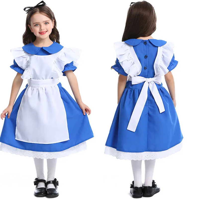

Children Girl Blue Alice in Wonderland Halloween Girls Anime Costume Party Lolita Japanese Anime Cosplay Maid Costumes
