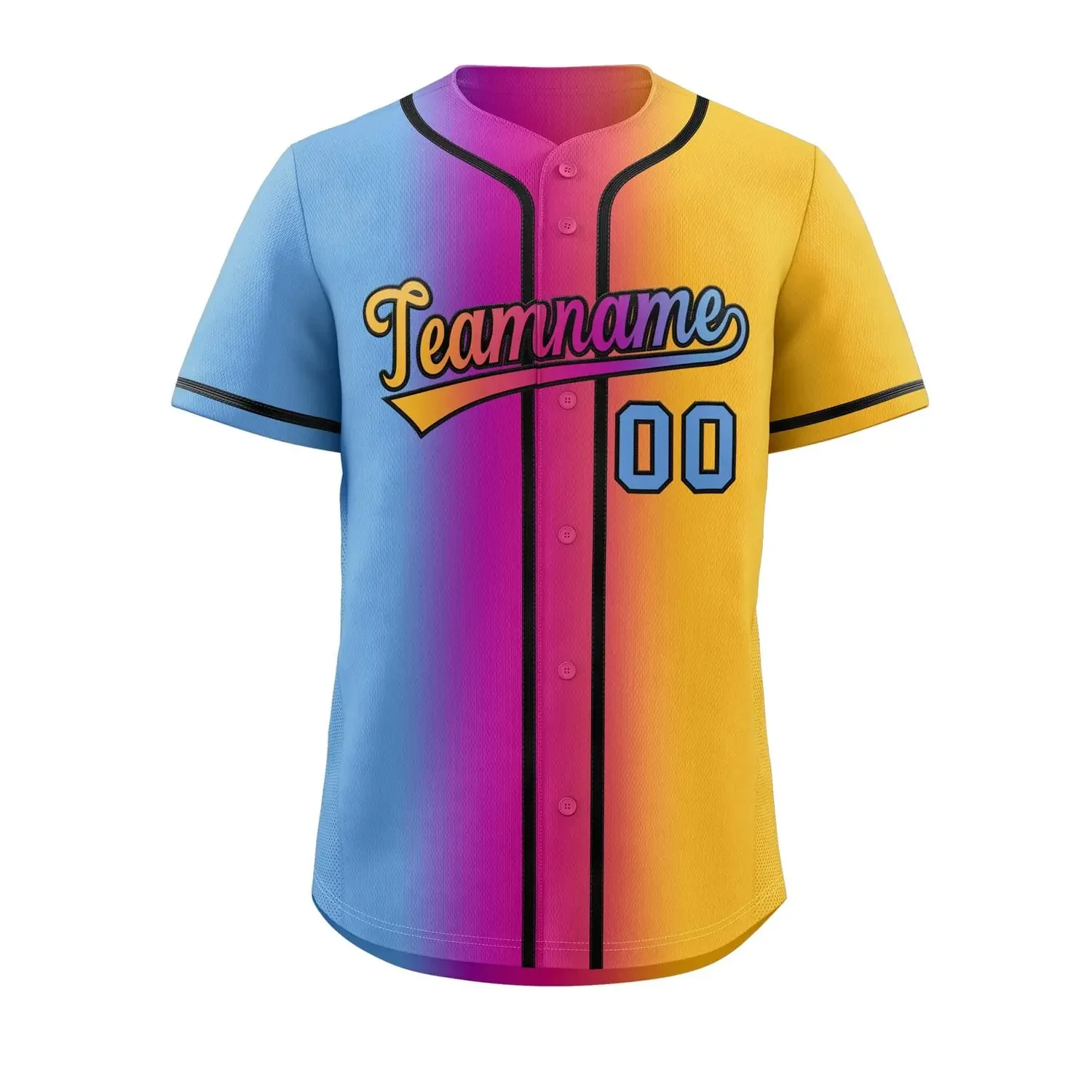 

Men's clothing Gradient Personalize Men Women Youth Baseball Jersey Button Down Sports Tee Printed customize Letter Number tops